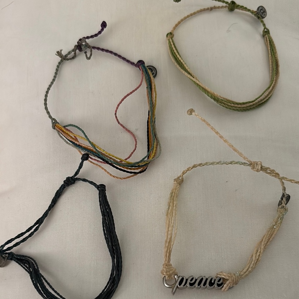Pura Vida Multicolor String Bracelet Set with Peace Charm